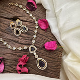 Vriksham AD Stone Tear Drop Dual Pendant Neckpiece-Purple-G16320